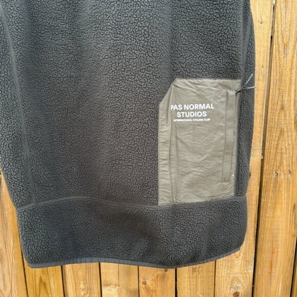 Pas normal studios Men's Black Fleece Vest - Picture 7 of 7